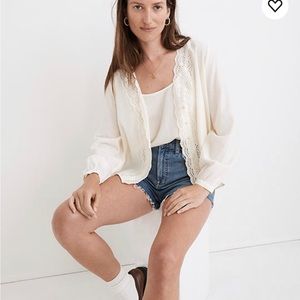 NEW Madewell Eyelet-Trim Twin Set Top - Women Size Small